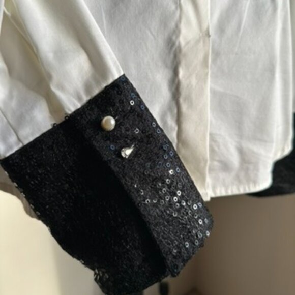 Max Volmary White Dress Shirt – Classic Button-Up with Sequin Details - Picture 2 of 6